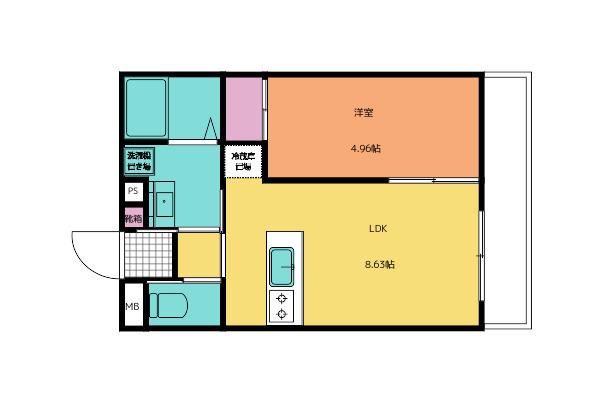 グランネストK(1LDK/2階)の間取り写真