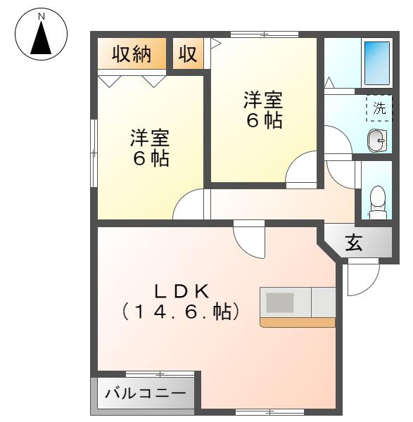 パークメゾン岐南(2LDK/1階)の間取り写真