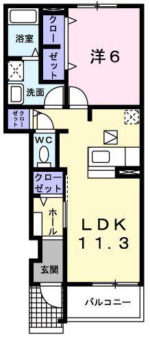 グリーンロード南平(1LDK/1階)の間取り写真