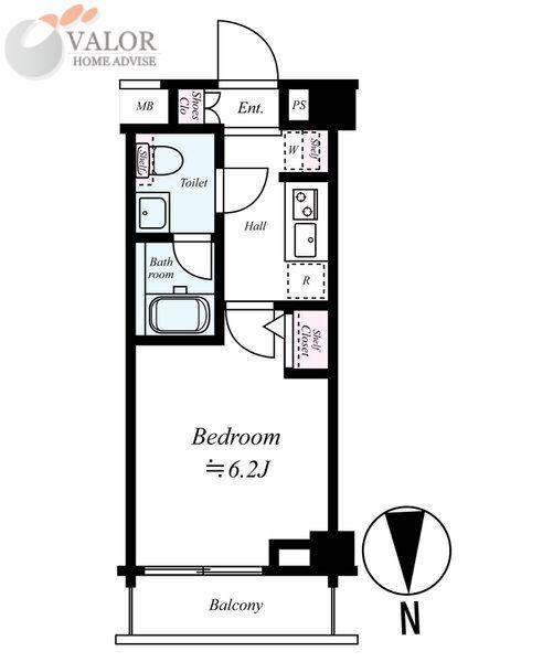 プレール・ドゥーク元住吉(1K/2階)の間取り写真