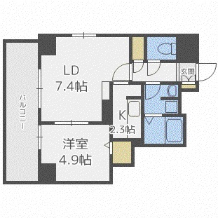 レジディア北2条イーストII(1LDK/3階)の間取り写真