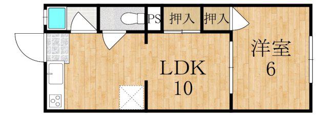 エトワール五條(1LDK/1階)の間取り写真