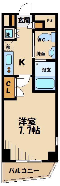 グランドコンシェルジュ南調布(1K/4階)の間取り写真