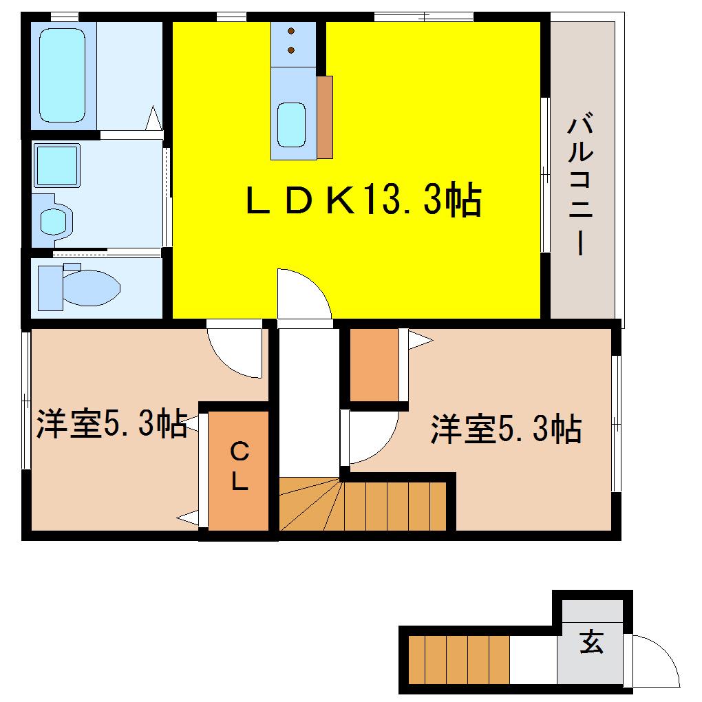 LEGEND美田園(2LDK/2階)の間取り写真