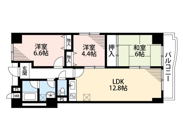 ラフィーネ高塚(3LDK/2階)の間取り写真