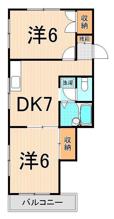 グランドールアイダE棟(2DK/1階)の間取り写真