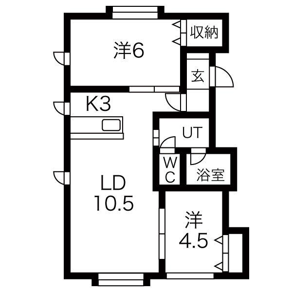 ヒルテラス東麻生(2LDK/2階)の間取り写真