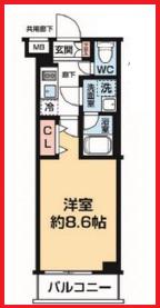 アルコバレーノお花茶屋(1K/2階)の間取り写真