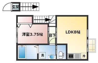 LAPAIX小田原(1LDK/2階)の間取り写真