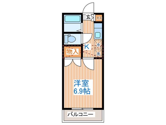 ティエラ清流2(1K/1階)の間取り写真