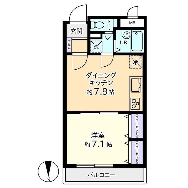 ダイアパレス城北(1DK/2階)の間取り写真