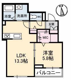 ツアンガーデン B棟(1LDK/2階)の間取り写真