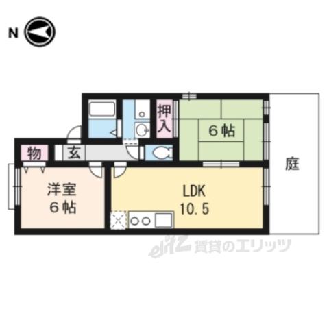 アゼリア桂川(2LDK/1階)の間取り写真