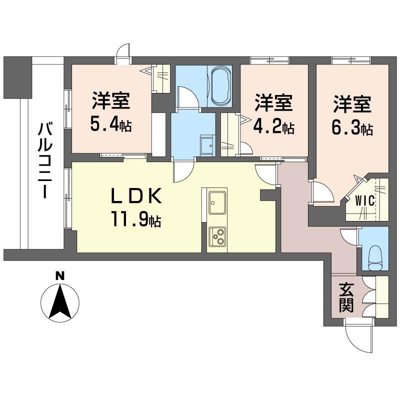 西武池袋線 富士見台駅 徒歩12分 3階建 新築(3LDK/3階)の間取り写真