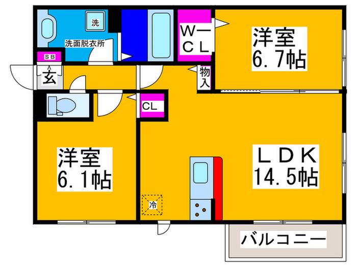 イズミ金岡(2LDK/3階)の間取り写真