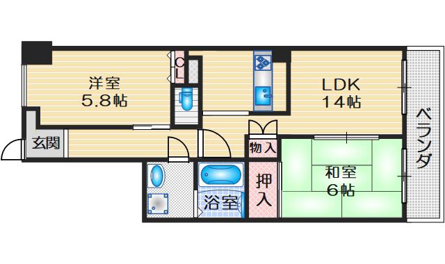 ステイツ千里中央(2LDK/2階)の間取り写真