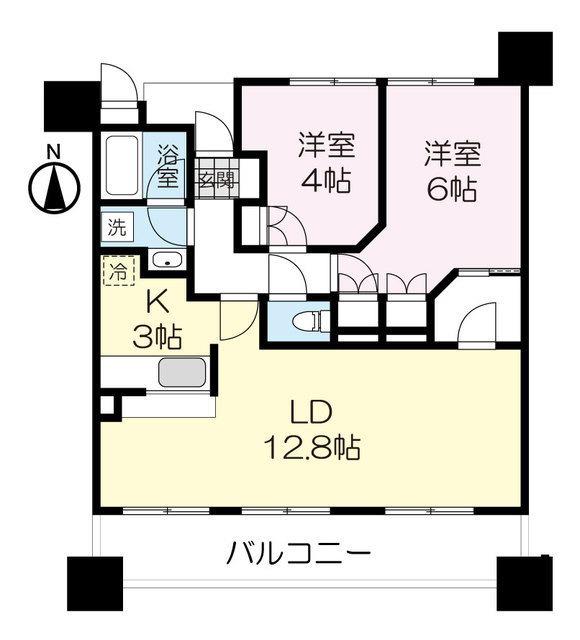 ナイスシティアリーナ北仙台(2LDK/8階)の間取り写真