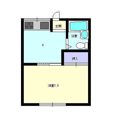 コーポみちのく(1DK/1階)の間取り写真