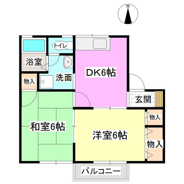ナルセニューハイムII(2DK/1階)の間取り写真