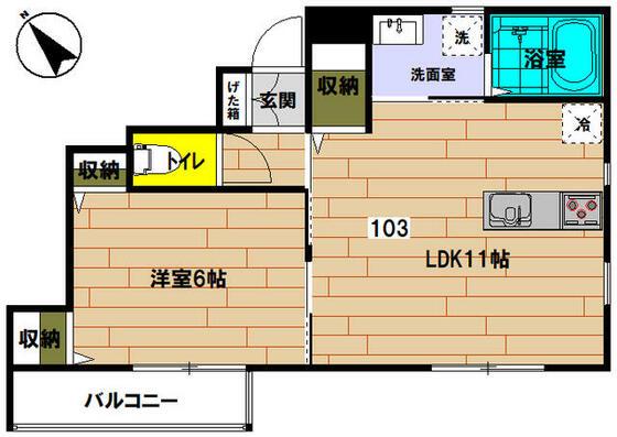 SUN PARK 悠(1LDK/1階)の間取り写真