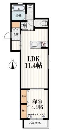 コッツウォルズ富士見台(1LDK/2階)の間取り写真