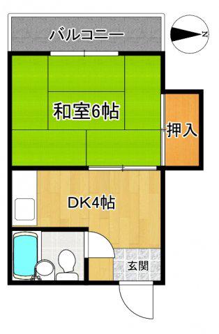 カーサ日東(1DK/4階)の間取り写真