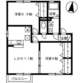 ジュパール III棟(2LDK/1階)の間取り写真