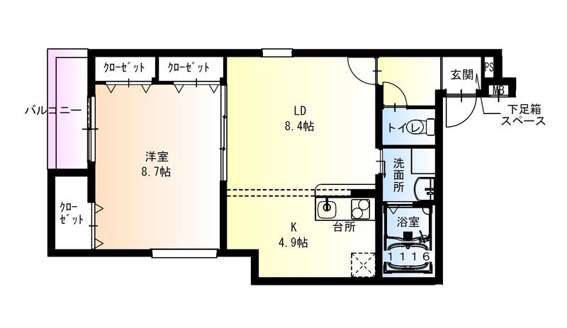 フジパレス御影本町(1LDK/3階)の間取り写真