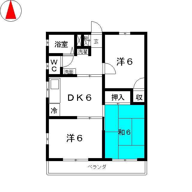 クレール月見野(3DK/2階)の間取り写真