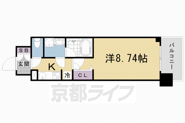 アーバンフラッツ五条堀川(1K/14階)の間取り写真