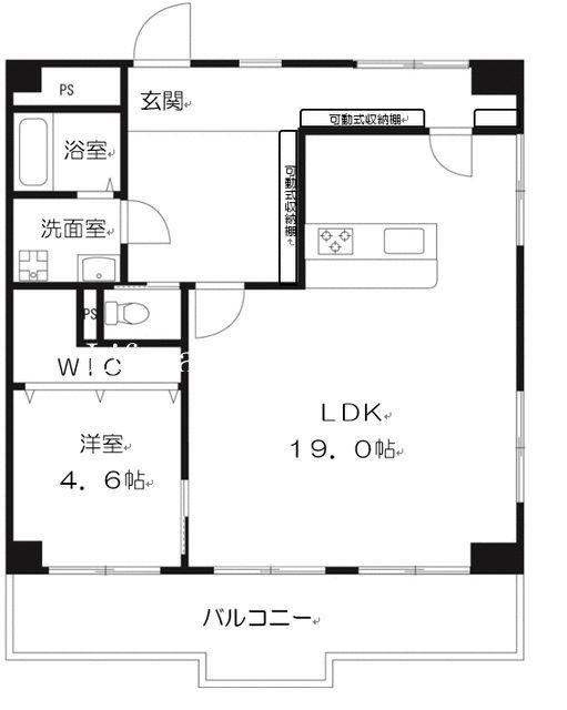 磯子シティハウス(1LDK/6階)の間取り写真