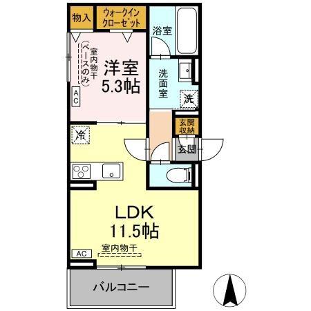 LA TERRE(1LDK/3階)の間取り写真