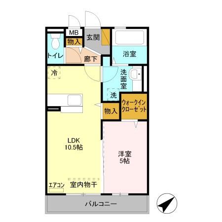 プレ・ド・ラ・ガールせんげん台(1LDK/2階)の間取り写真