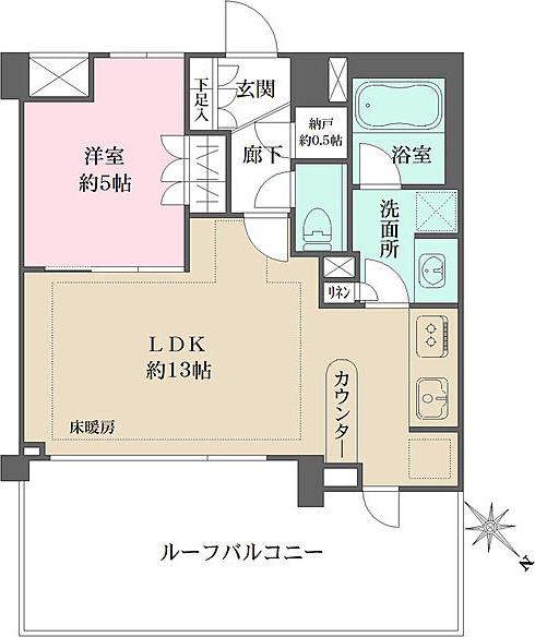 小石川ザ・レジデンスイーストスクエア(1LDK/5階)の間取り写真