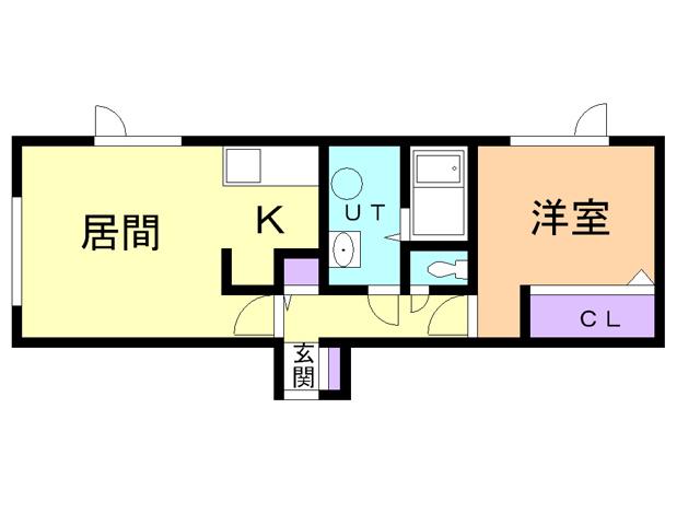 ラフィーネ東町(1LDK/1階)の間取り写真