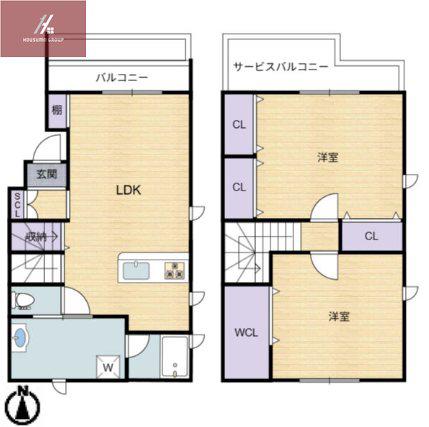 CASA FELIZ平野東(2LDK/1階)の間取り写真
