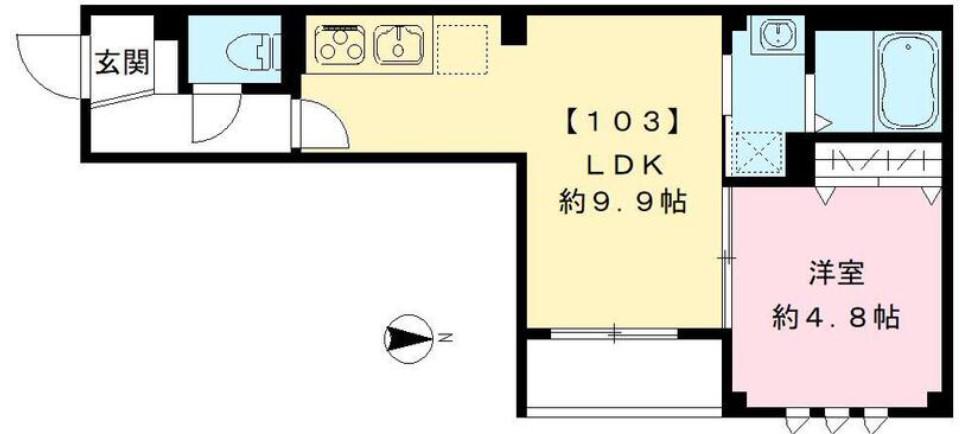 イニッジオ(1LDK/1階)の間取り写真