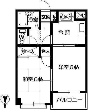リバーサイドハイツ(2K/2階)の間取り写真