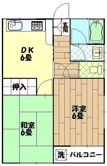 ハイム白樺(2DK/2階)の間取り写真