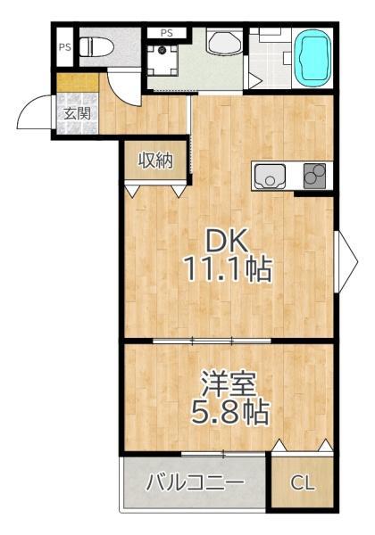 TEKO宮之阪(1LDK/1階)の間取り写真