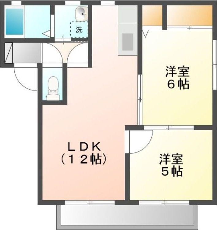 バリュージュ上伝馬 A(2LDK/1階)の間取り写真