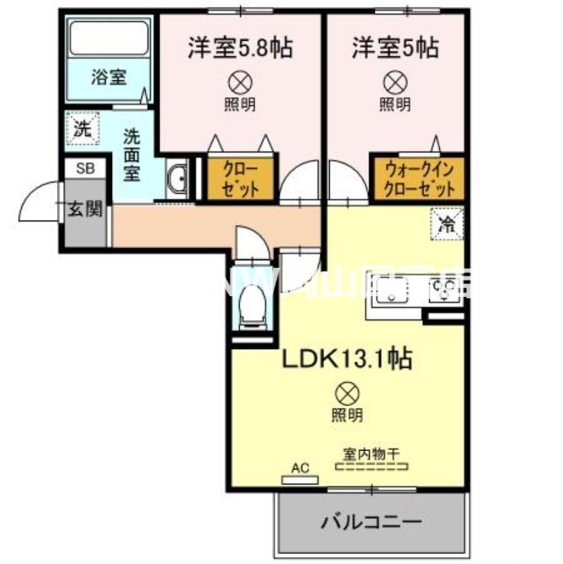 SINFARIA HARAOSHIMA B棟(2LDK/3階)の間取り写真