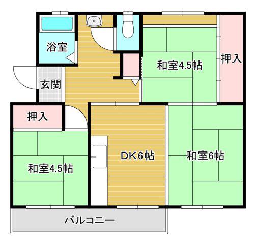 公団狭山11棟(2LDK/2階)の間取り写真