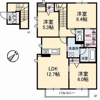 アドリーム(3LDK/2階)の間取り写真