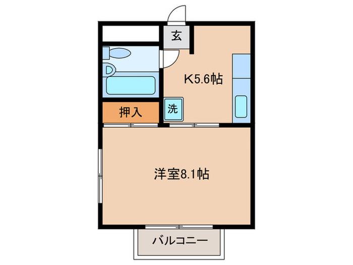ハイツサンシティ(1K/2階)の間取り写真