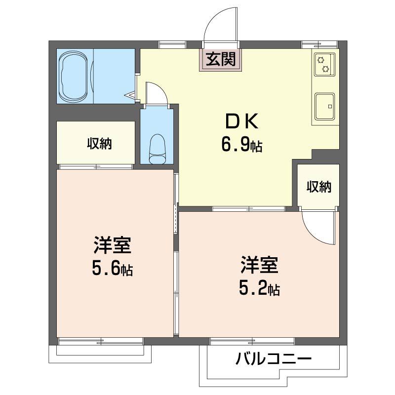 SHM ファミール ハイツ(2DK/2階)の間取り写真