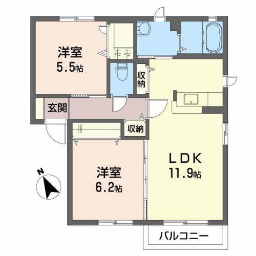 アドバンス(2LDK/1階)の間取り写真