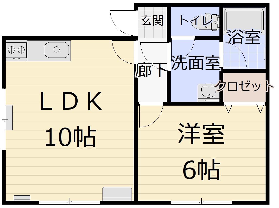 スカイプレス(1LDK/1階)の間取り写真