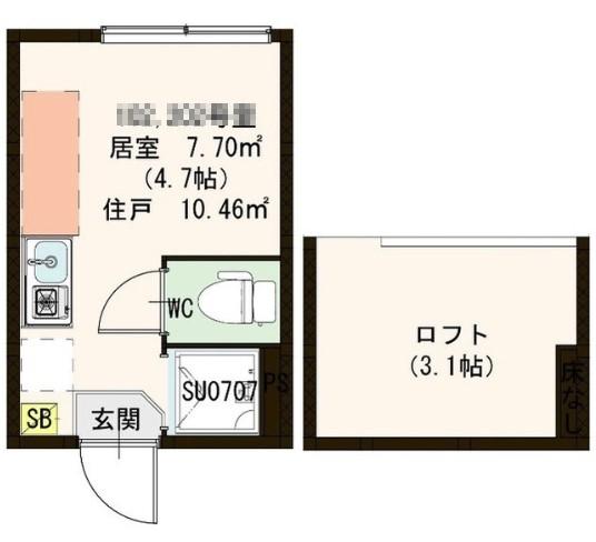 ハーモニーテラス中央(ワンルーム/1階)の間取り写真