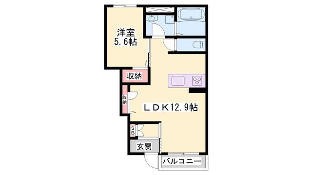 FLEUR DE LIEN II(1LDK/1階)の間取り写真